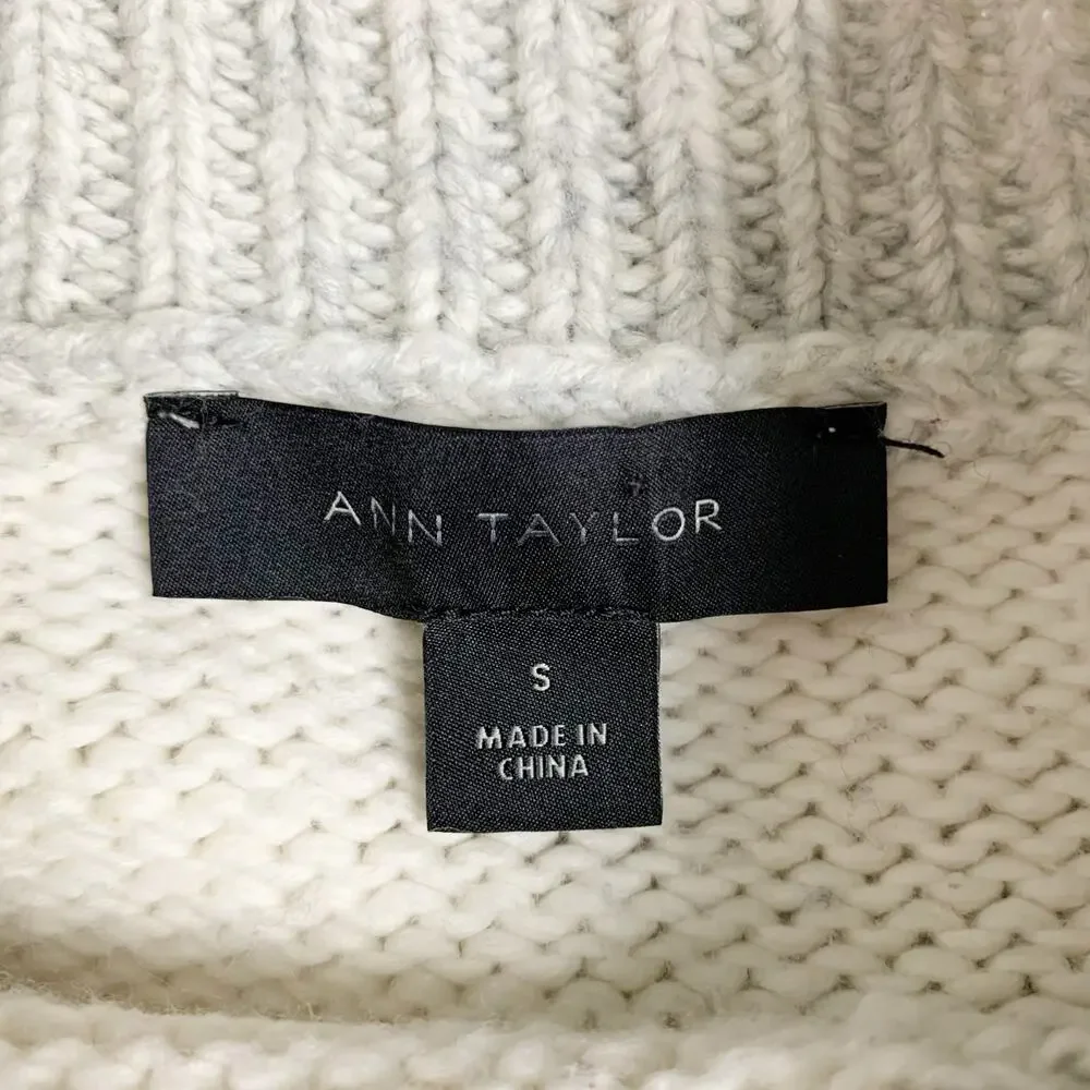 Ann Taylor Sweater Pullover Argyle Grey Cream Soft Knit Mock Neck Women's S - Picture 6 of 7